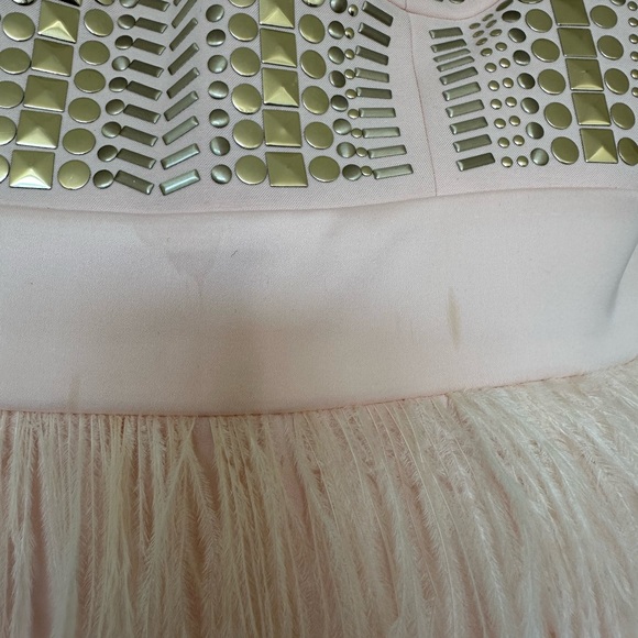 Bebe gold and peach sequin and feather dress - Picture 5 of 6